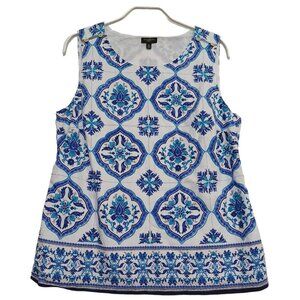 Talbots Top Sleeveless Tile Print Tank Blouse Size 10 Petite